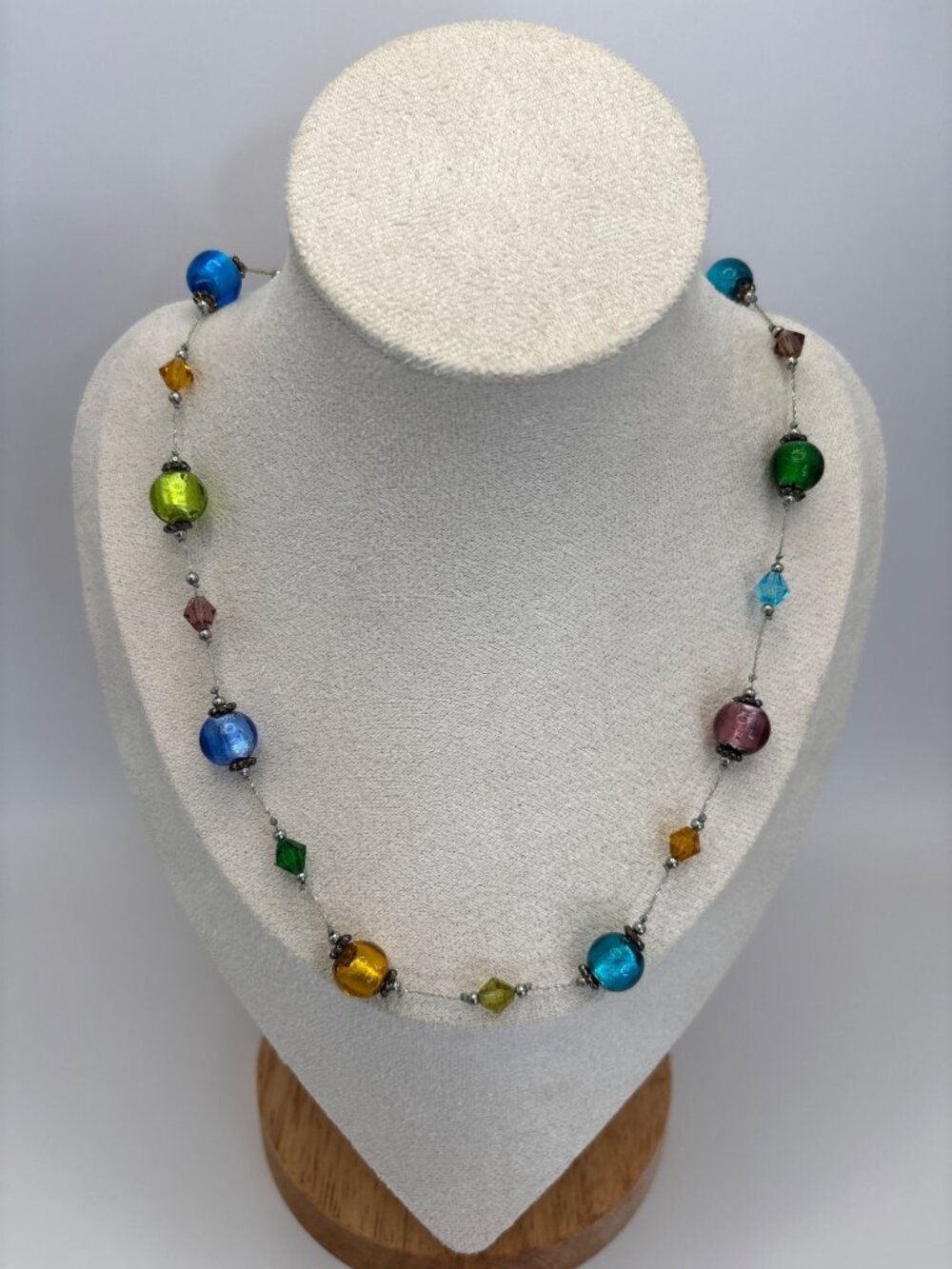 Y2K Glass Beads Wire Strand Necklace